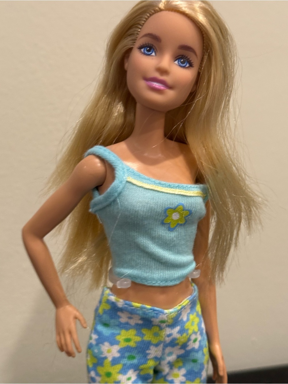 Barbie Mattel Fashionistas Blonde Blue Eyes Floral Capri Outfit Shoes 11.5in